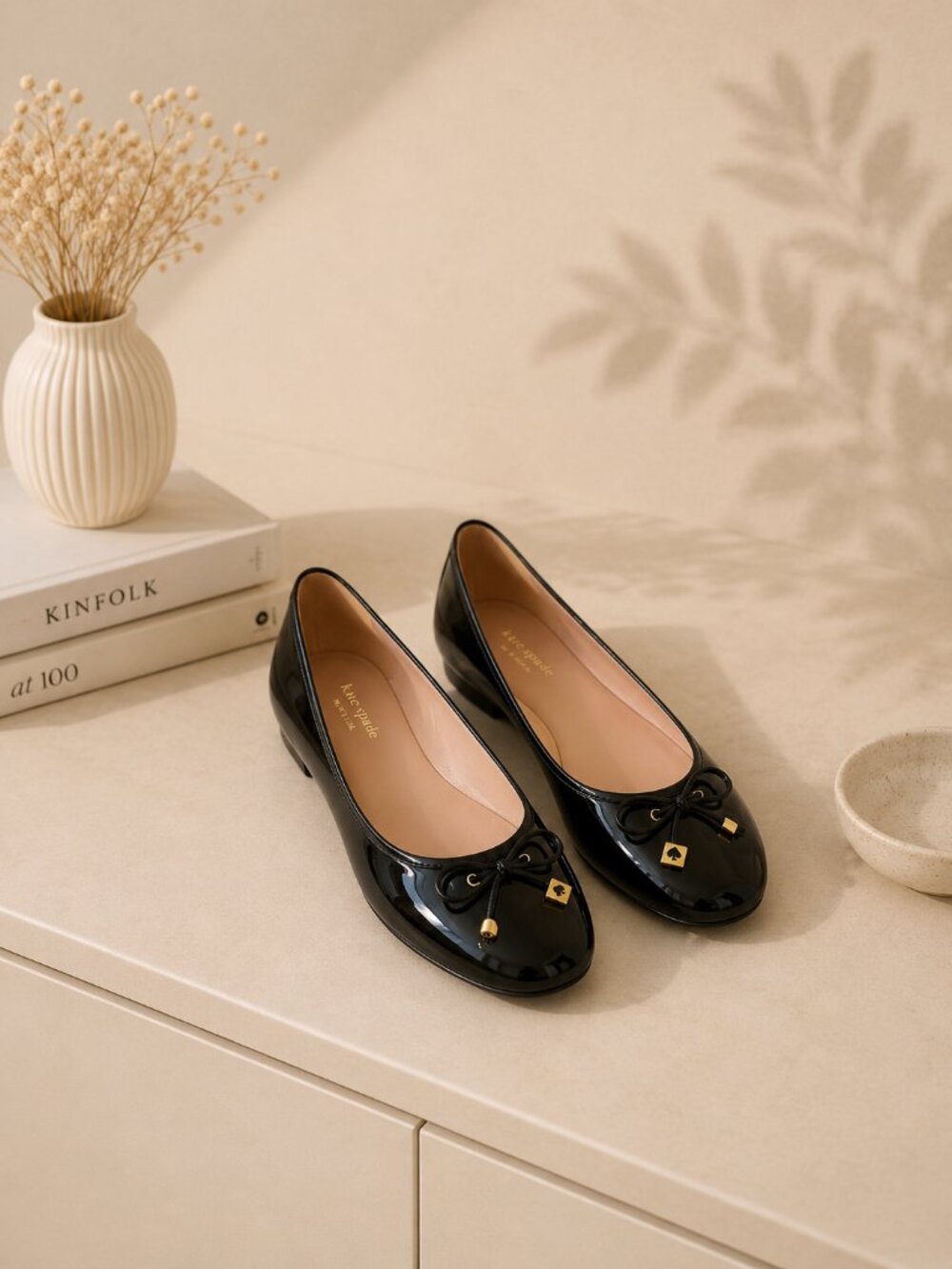 Kate Spade EUC Leather Cambridge Ballet Flats Blac